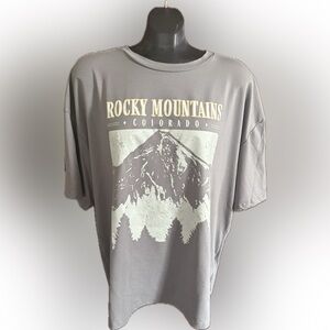 Gray Rocky Mountains Graphic T-Shirt